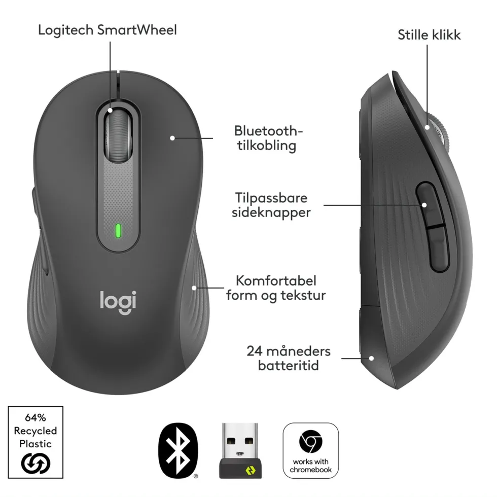Logitech Signature M650 Trådløs datamus Graphite