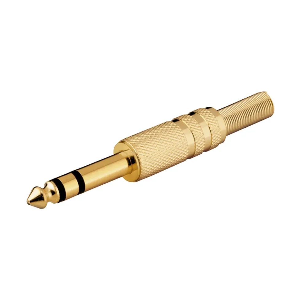 Luxorparts Gullbelagt 6,3 mm-kontakt, hann, stereo