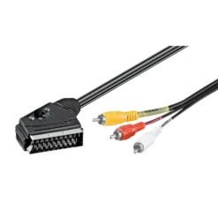Luxorparts Kabel SCART-3xRCA med bryter 1,5 m