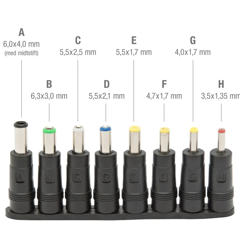 Luxorparts Universelt adapterkit 5,5x2,1 mm