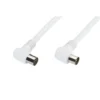 Luxorparts Vinklet antennekabel klasse A, hvit 2,5 m