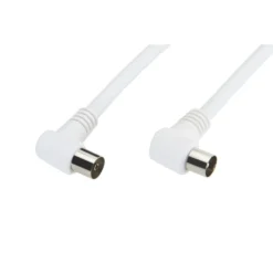 Luxorparts Vinklet antennekabel klasse A, hvit 2,5 m