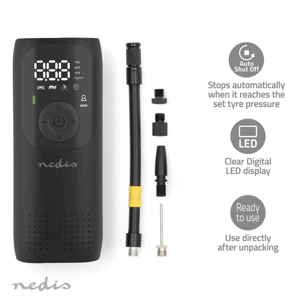 Nedis Oppladbar luftkompressor