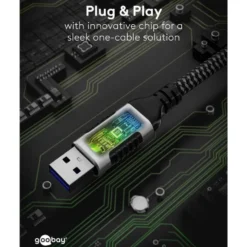 Nettverkskabel med USB-tilkobling USB-A 2 m