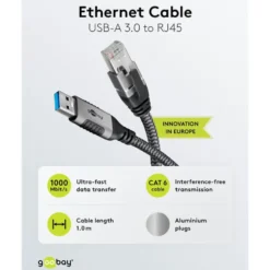 Nettverkskabel med USB-tilkobling USB-A 1 m