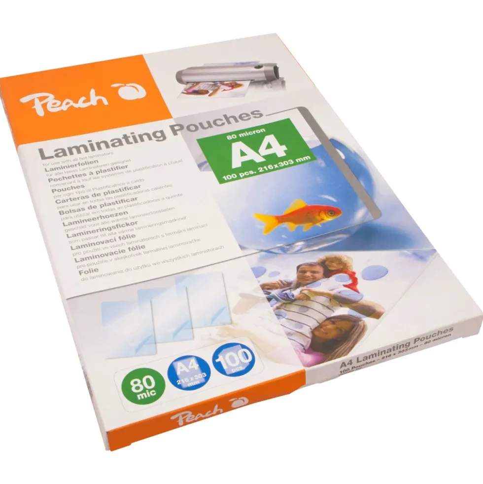 Peach Tynne lamineringslommer A4 100-pakk