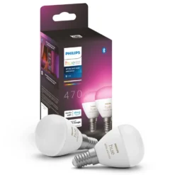Philips Hue Luster Kuleformet LED-pære White and Color Ambiance E14 470 lm 2-pk.