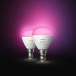 Philips Hue Luster Kuleformet LED-pære White and Color Ambiance E14 470 lm 2-pk.
