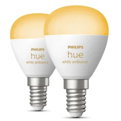 Philips Hue Luster Kuleformet LED-pære White Ambiance E14 470 lm 2-pk.