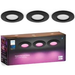 Philips Hue Slank innfelt belysning Ø90 mm 3-pakning Svart