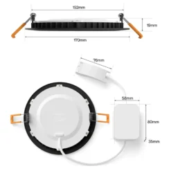 Philips Hue Slim innfelt spotlight 170 mm 1-pk. Svart
