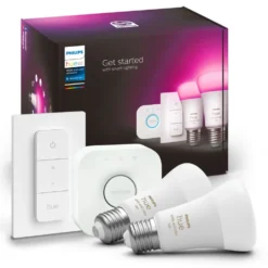 Philips Hue Startpakke: 2x White & Color E27 + Dimmer + Bridge