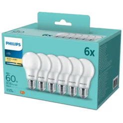 Philips LED-pære E27 806 lm 6-pk.