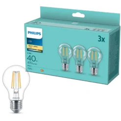 Philips LED-pære E27 470 lm 3-pk.