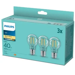 Philips LED-pære E27 470 lm 3-pk.