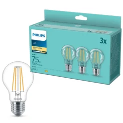 Philips LED-pære E27 1055 lm 3-pk.