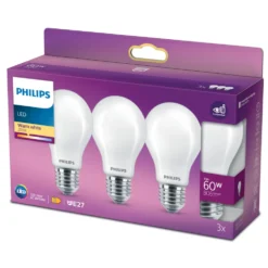Philips LED-pære E27 806 lm 3-pk.