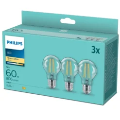 Philips LED-pære E27 806 lm 3-pk.