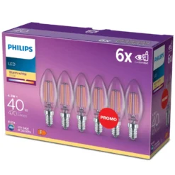 Philips LED-pære Mignon E14 470 lm 6-pk.