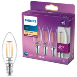 Philips LED-pære Mignon LED E14 470 lm 3-pk.