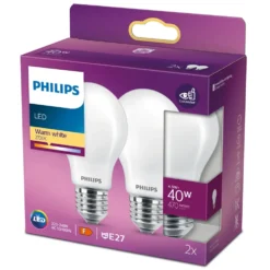 Philips Philips Frostet LED-pære E27 470 lm 2-pk.