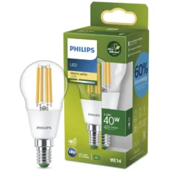 Philips Ultra Efficient E14 Kuleformet LED-pære 485 lm