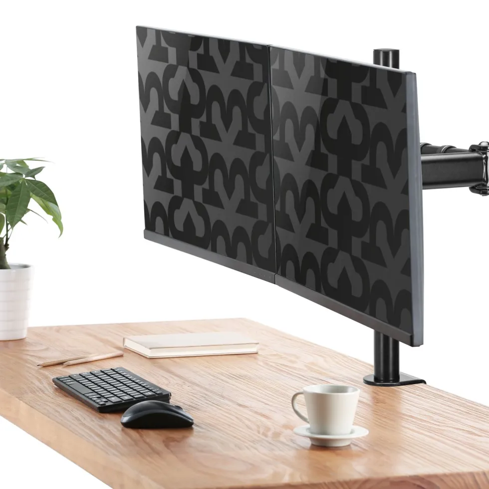Plexgear Bordsfeste med 2 armer for skjermer opptil 27"
