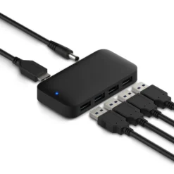 Plexgear USB 5 Gb/s-hub med strømforsyning, 4-veis