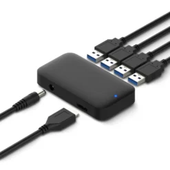 Plexgear USB 5 Gb/s-hub med strømforsyning, 4-veis