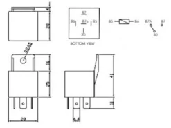 Relé for bil, 1-polet 30 A / 12 V