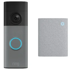 Ring Battery Video Doorbell + Chime Retinal 2K Speckled Grey