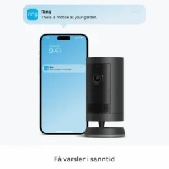 Ring Outdoor Cam Plus Battery - Retinal 2K overvåkingskamera Svart