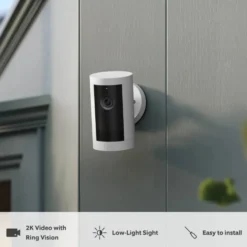 Ring Outdoor Cam Plus Battery - Retinal 2K overvåkingskamera Hvit
