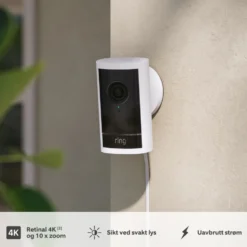 Ring Outdoor Cam Pro Plug-in - Retinal 4K overvåkingskamera Svart