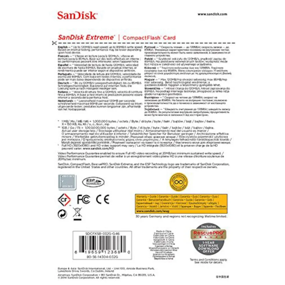 Sandisk Extreme CF-kort 32 GB