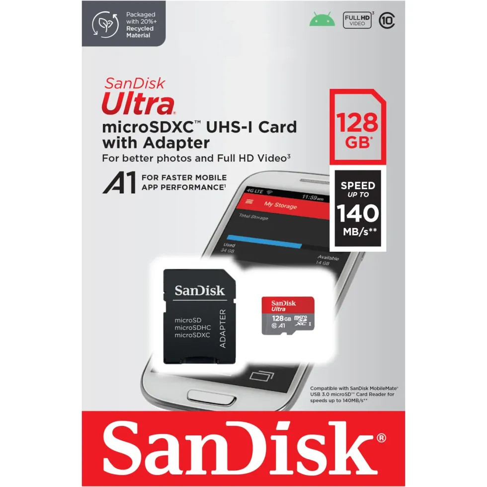 Sandisk Ultra Micro-SD-kort 128 GB SDXC