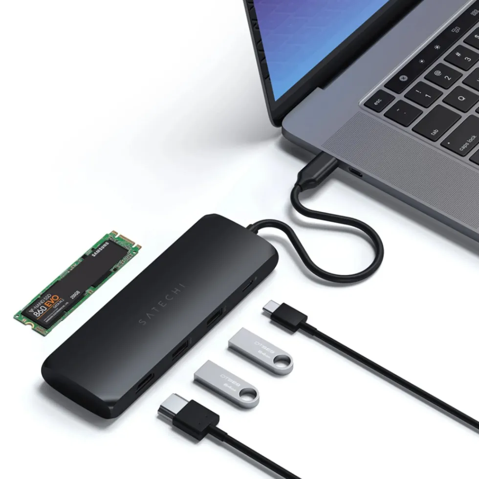 Satechi USB-C-multiadapter med SSD-plass Svart