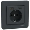 Schneider Electric Exxact Jordet vegguttak med USB-porter Svart