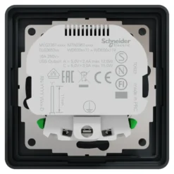 Schneider Electric Exxact Jordet vegguttak med USB-porter Svart