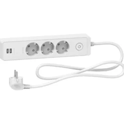 Schneider Electric Grenuttak med bryter og USB-uttak 3-veis Hvit