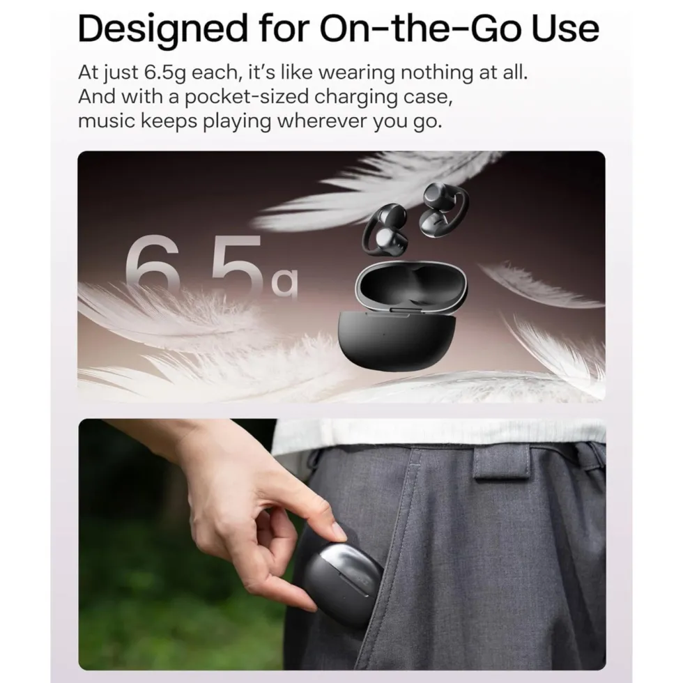 Shokz OpenDots One – trådløse åpne clip-on-hodetelefoner Svart