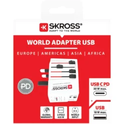 Skross AC30PD ujordet reiseadapter med USB PD 30 W