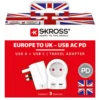 Skross Reiseadapter Europa til UK USB AC PD 20W