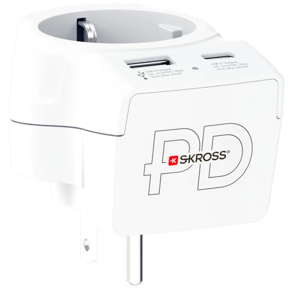 Skross Reiseadapter Europa til USA USB AC PD 20W