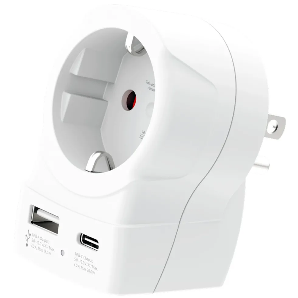 Skross Reiseadapter Europa til USA USB AC PD 20W