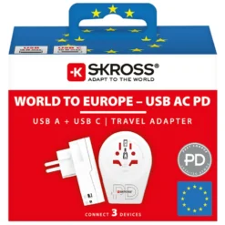 Skross Reiseadapter Universal til Europa USB AC PD 20W