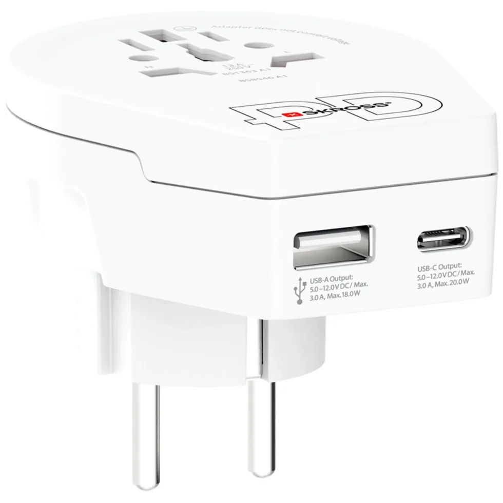 Skross Reiseadapter Universal til Europa USB AC PD 20W