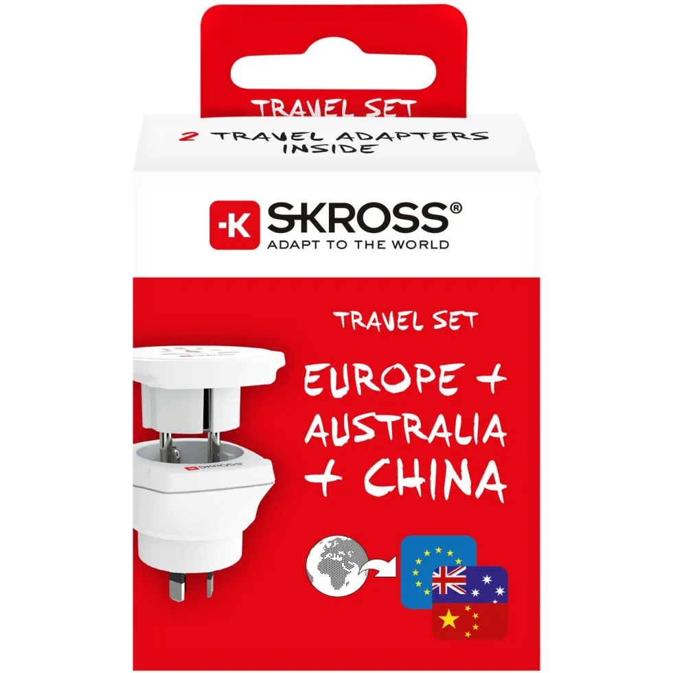 Skross Universelt jordet reiseadapter til Australia, Kina og Europa