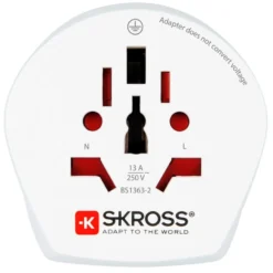 Skross Universelt jordet reiseadapter til Australia, Kina og Europa