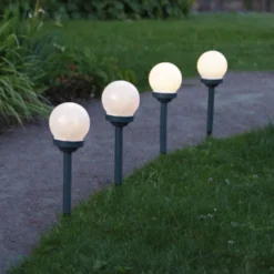 Solcelledrevet LED-lampe Ø10 cm 4-pk.
